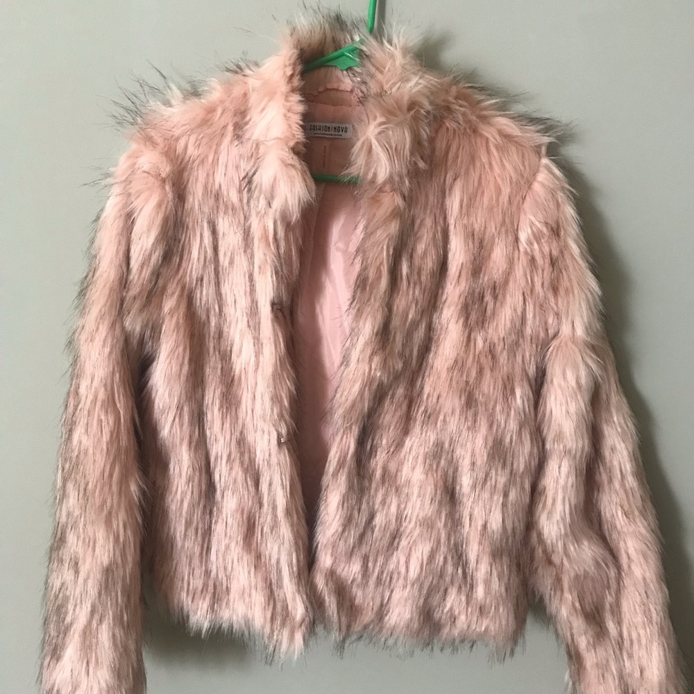 Pink faux fur jacket